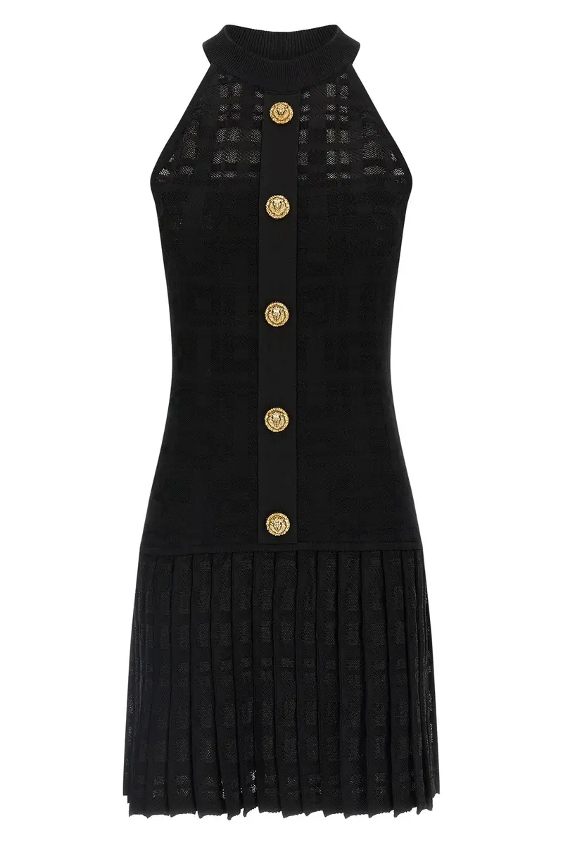 Abito Maglia Tartan Nero