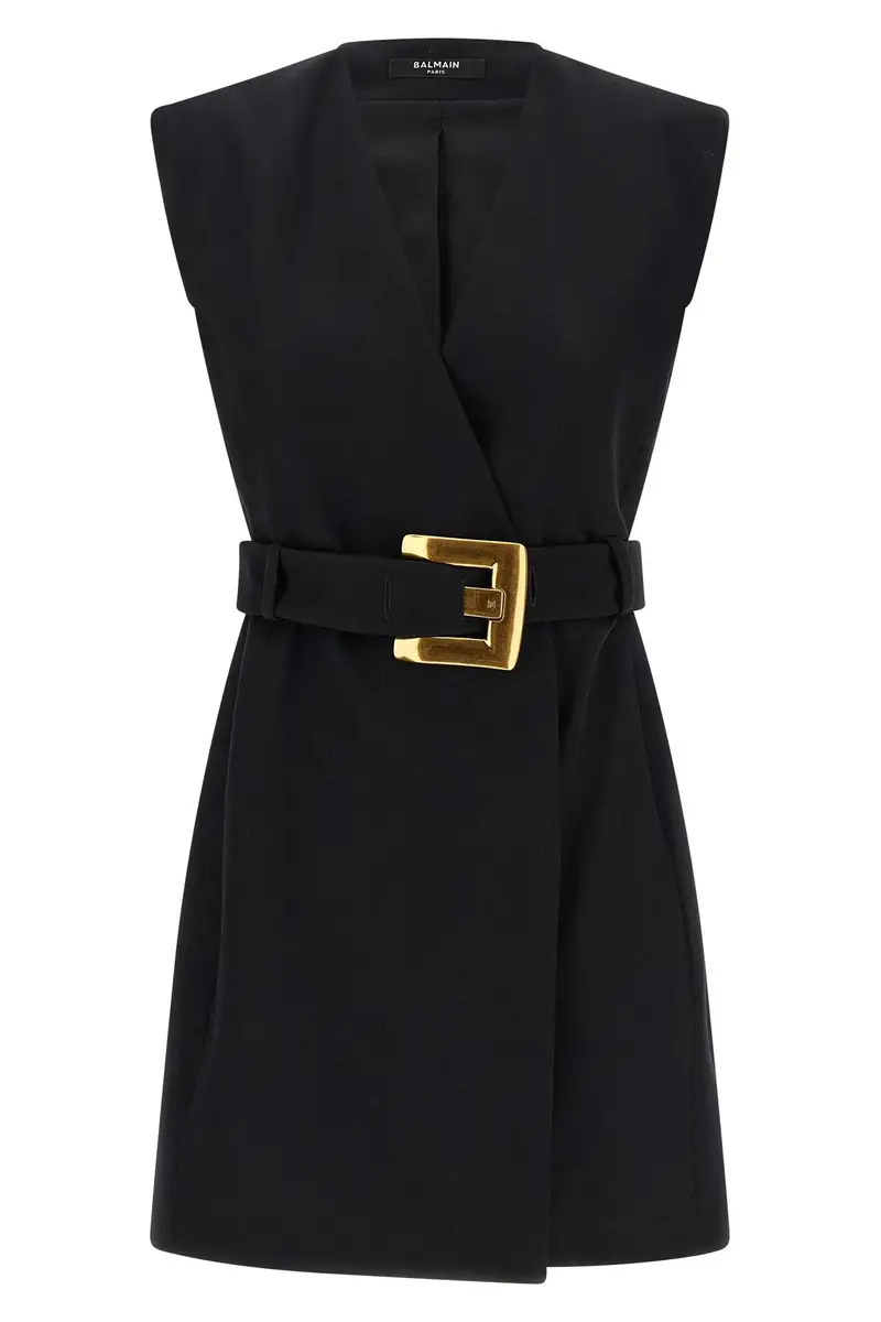 Balmain Abito Portafoglio Nero in Grain de Poudre