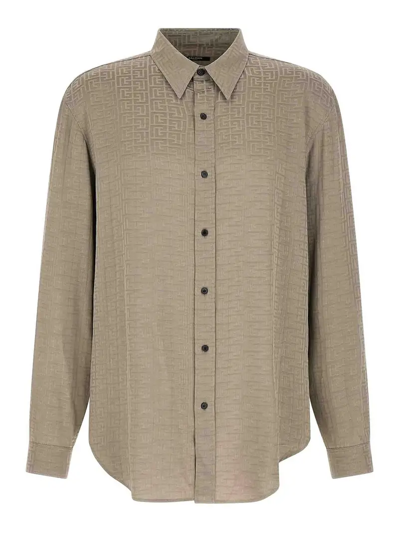 Camicia con monogramma jacquard Grigio