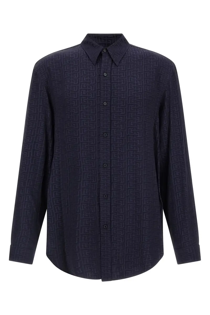 Camicia Monogram Jacquard Blu