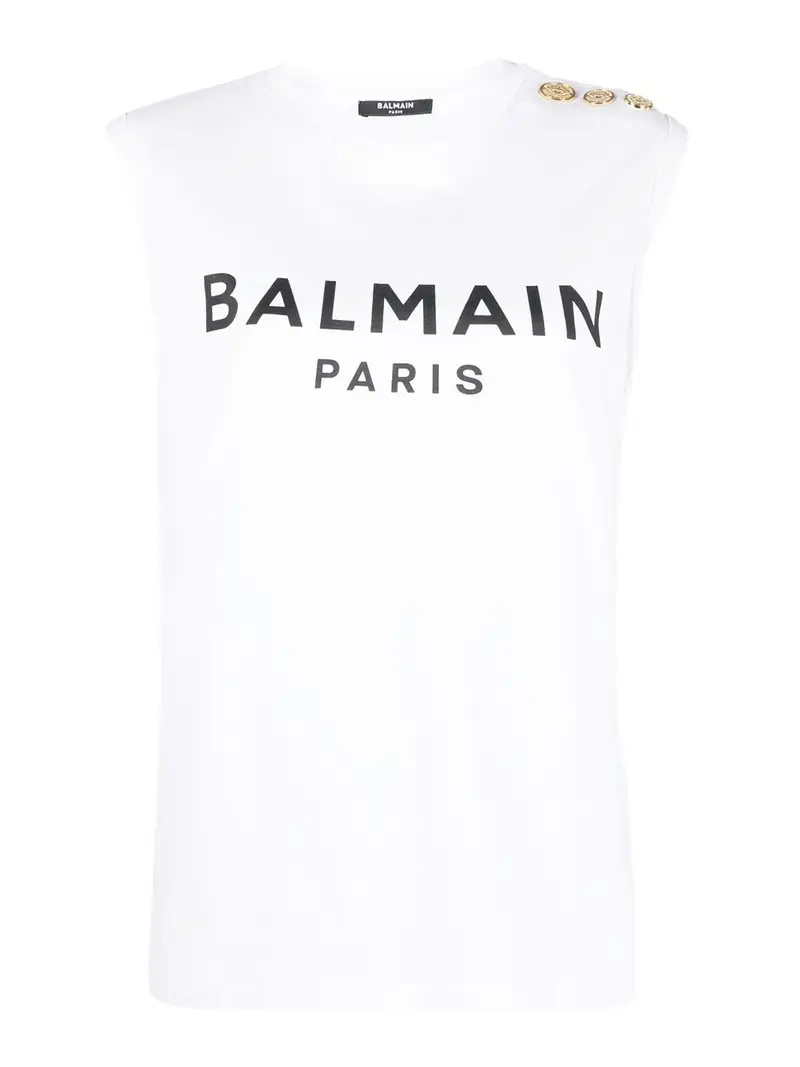 Canotta in cotone con logo Bianco