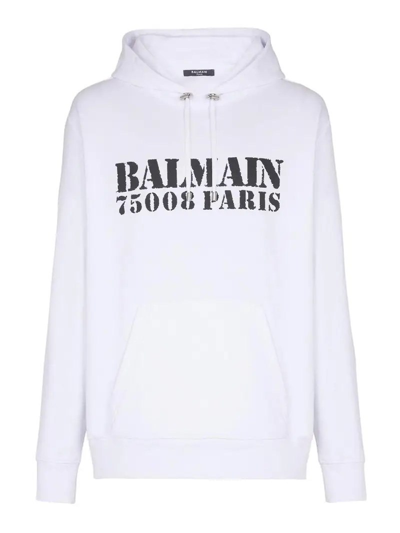 Felpa Con Cappuccio E Logo Bianco