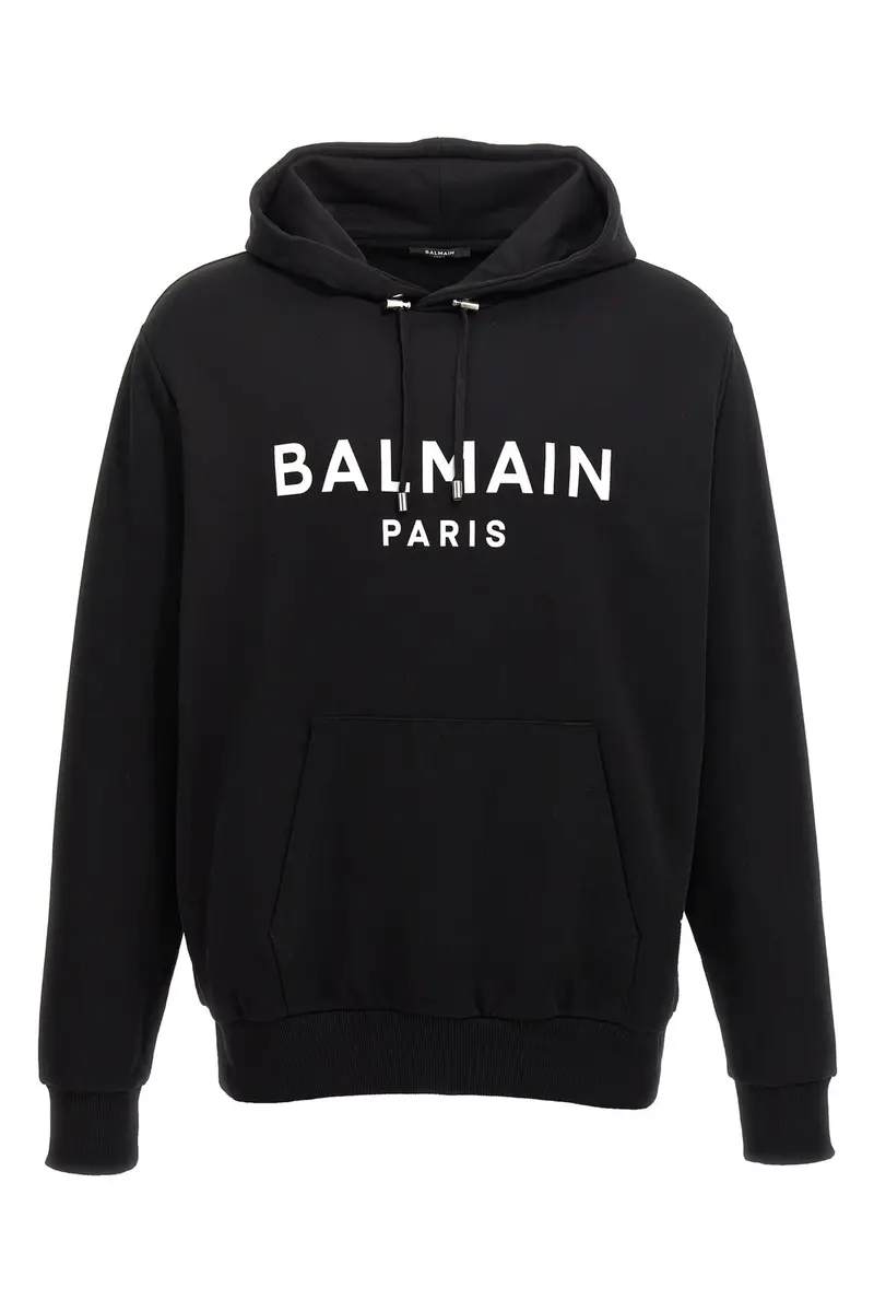 Felpa Con Cappuccio Stampa Logo Bianco