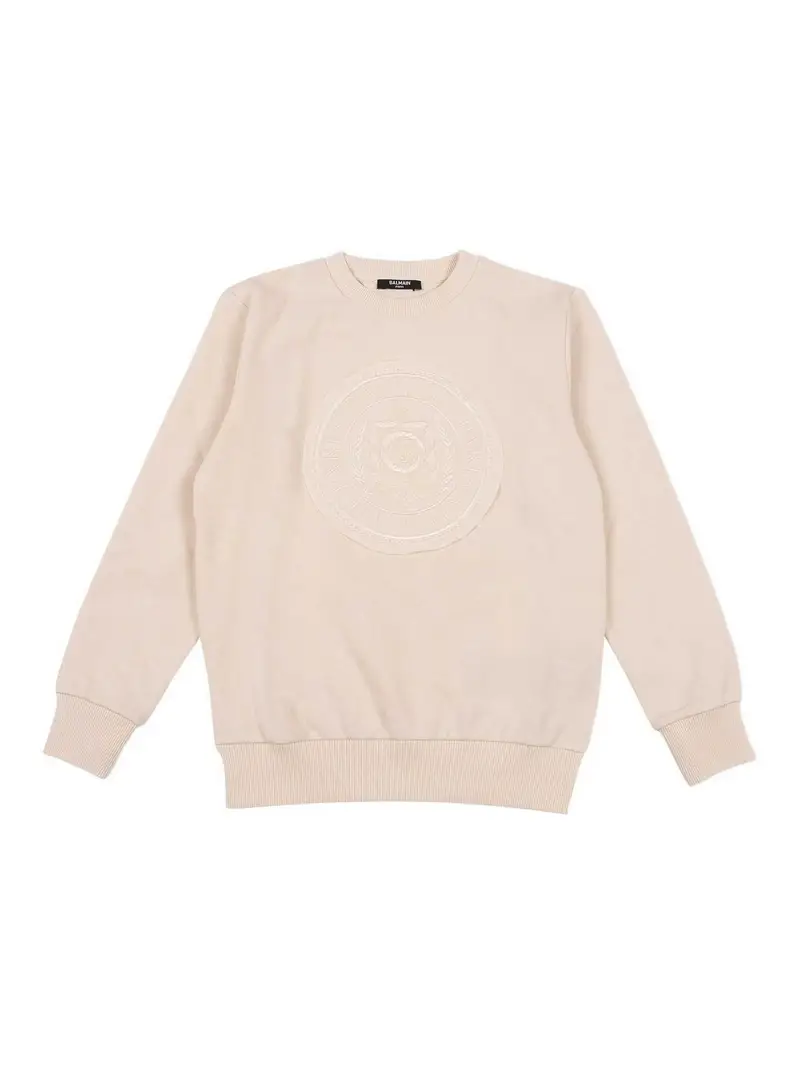 Felpa Con Logo Ricamato Beige