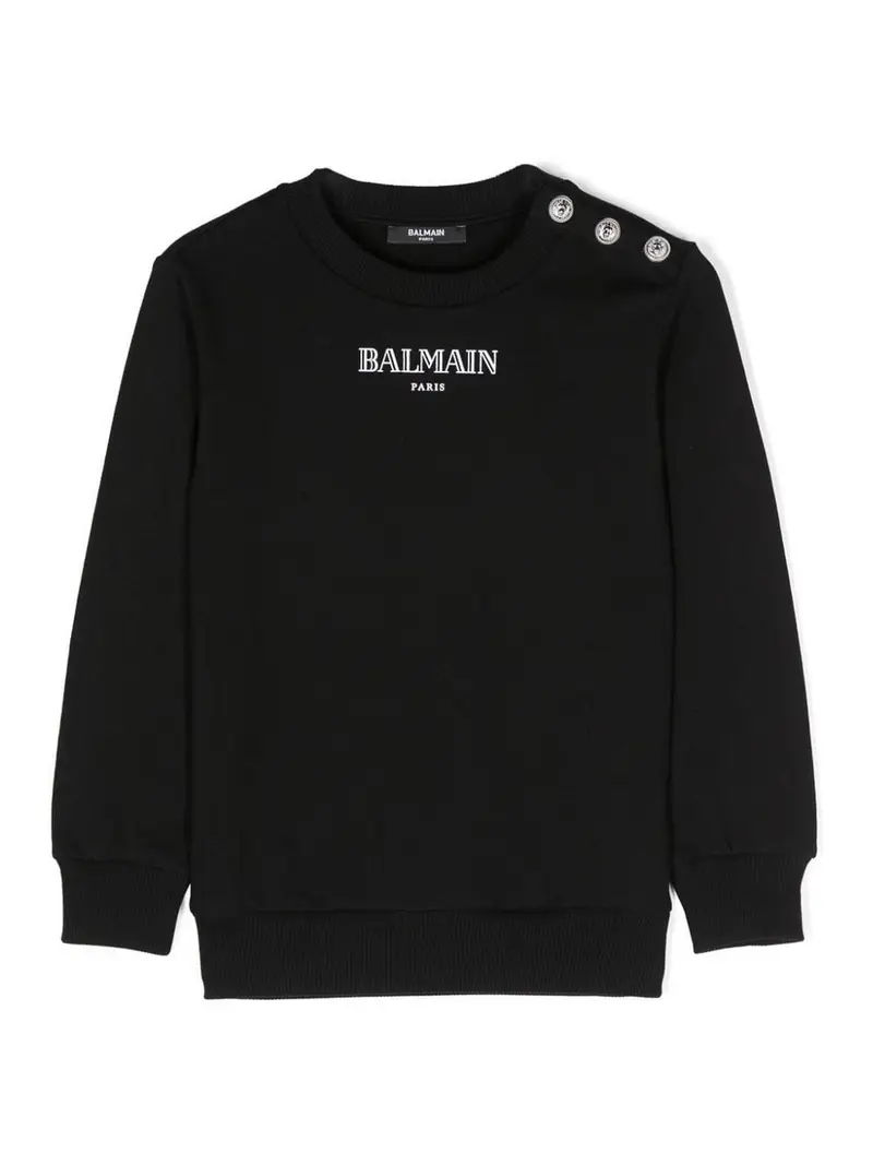 Felpa in cotone con bottoni Nero