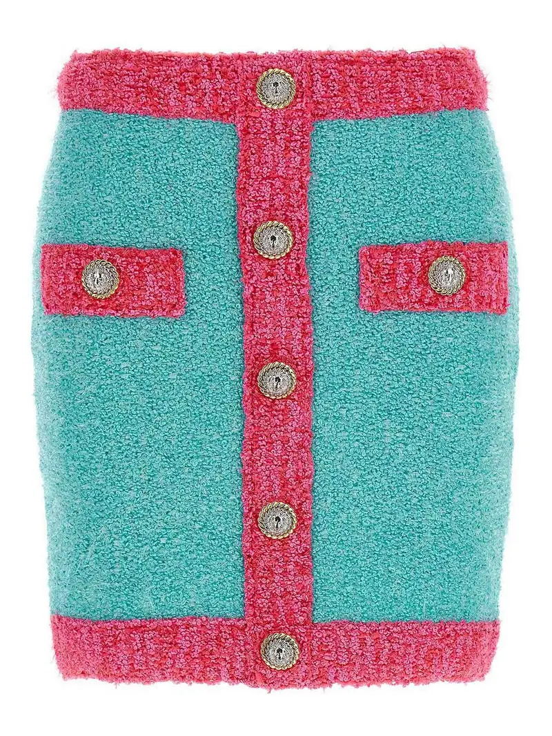 Gonna bicolore con bottoni Multicolore