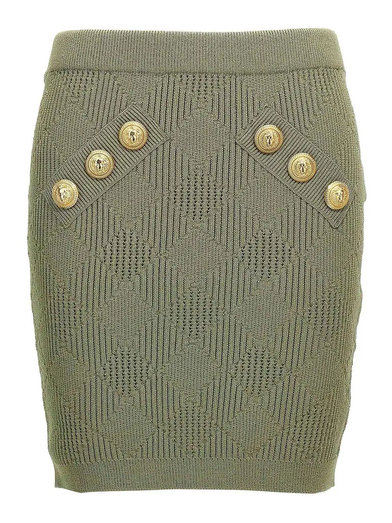 Gonna in maglia traforata Verde