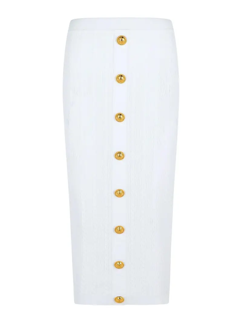 Gonna lunga in miscela viscosa bianca Bianco