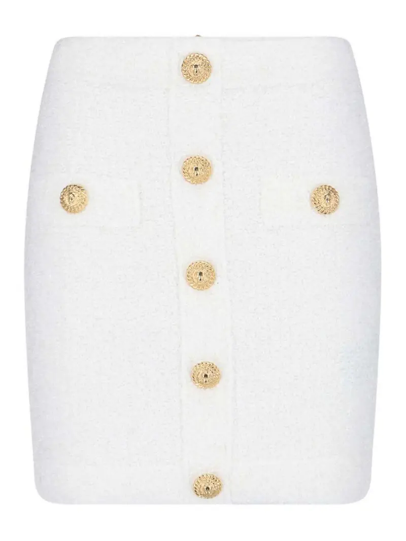 Gonna Mini Bottoni Bianco