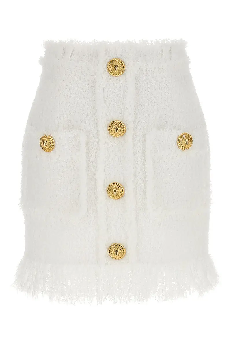 Gonna Tweed Bottoni Bianco