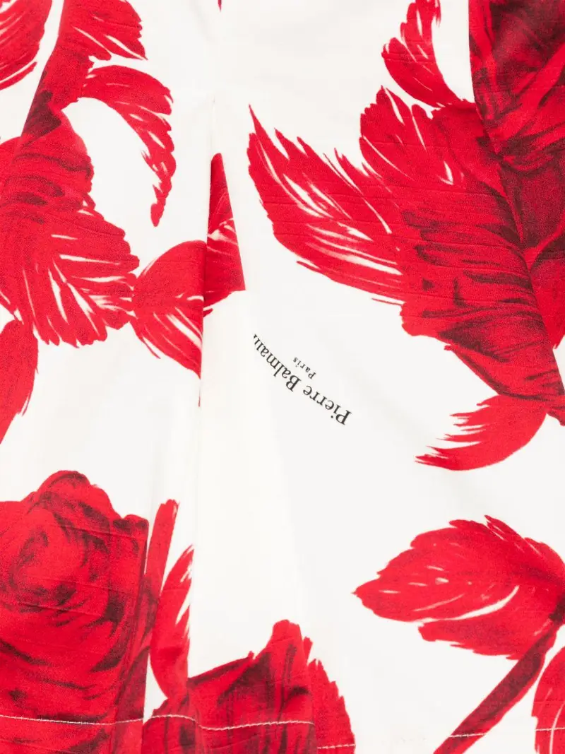 Abito avorio e rosso con fantasia floreale miniatura 2