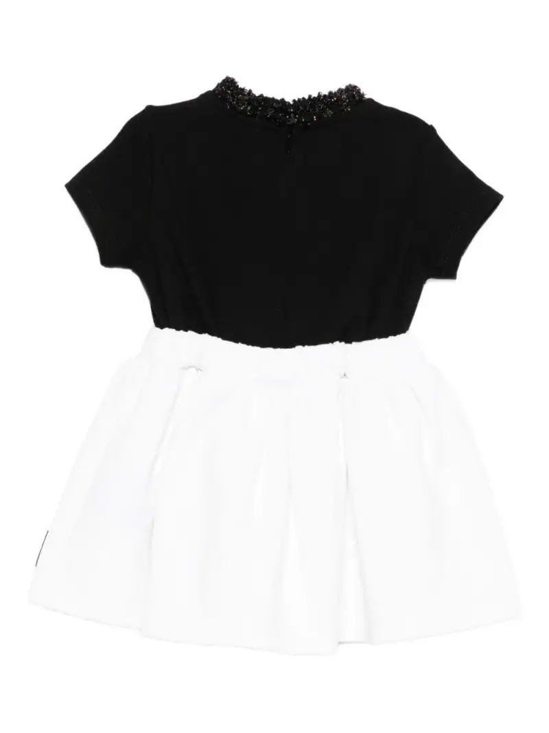 Abito con Colletto Decorato e Perline Nero bianco miniatura 2