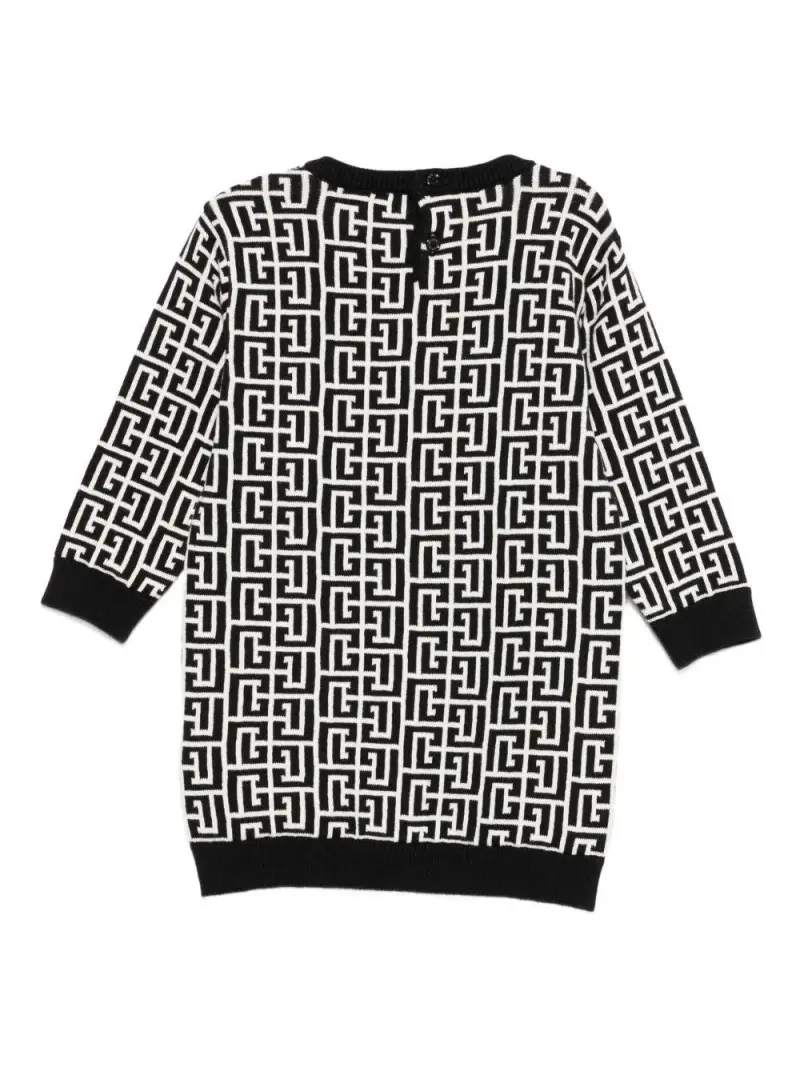 Abito Nero e Bianco con Motivo Monogramma Bianco Nero miniatura 3