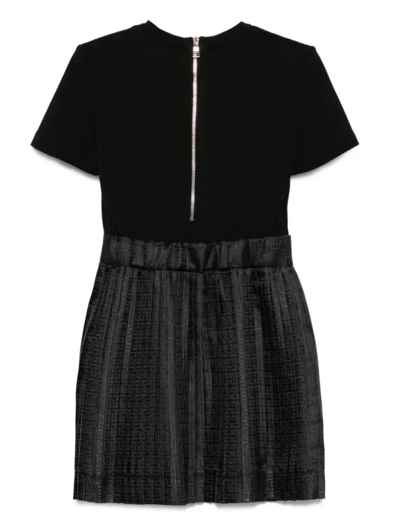 Abito Nero Plissettato con Logo miniatura 3