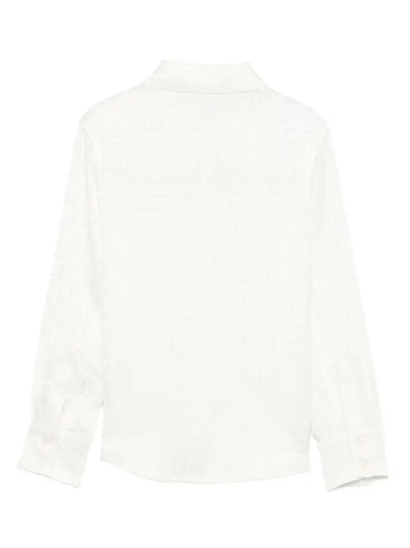 Camicia a Maniche Lunghe con Stampa Geometrica Bianco miniatura 2