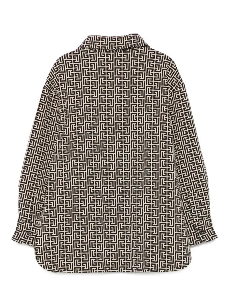 Camicia a Maniche Lunghe con Stampa Geometrica Crema nero miniatura 3