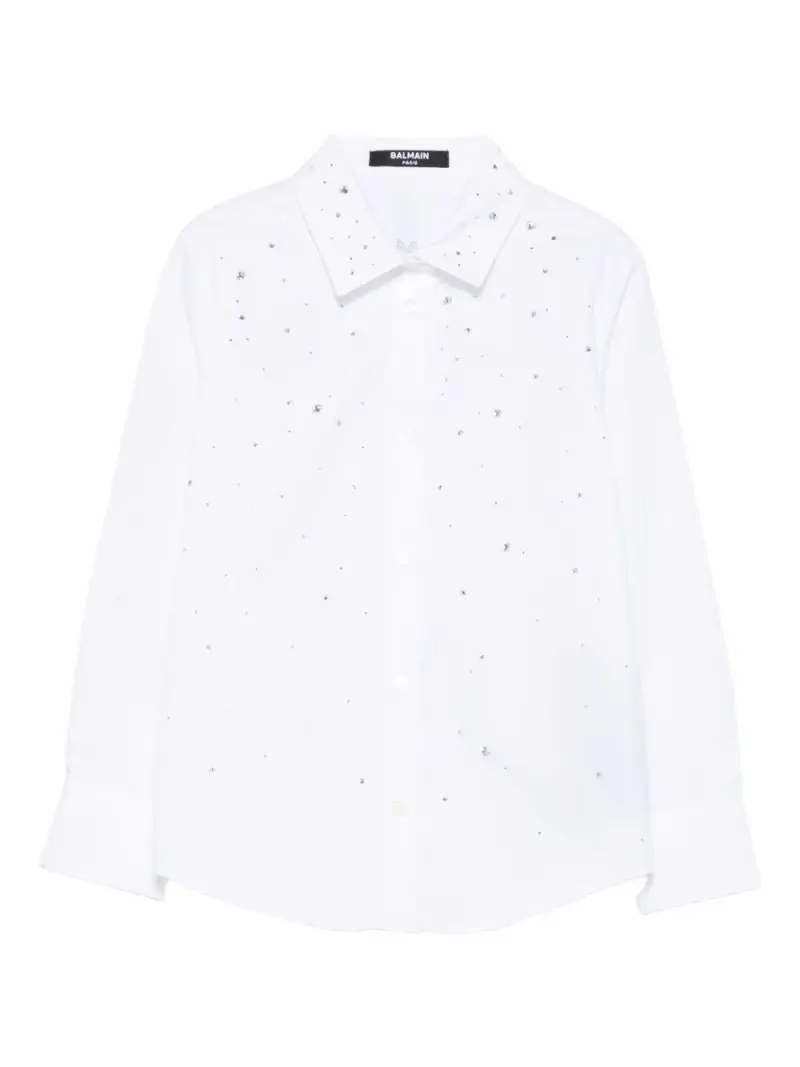 Camicia Bianca con Decorazione di Cristalli Bianco silver