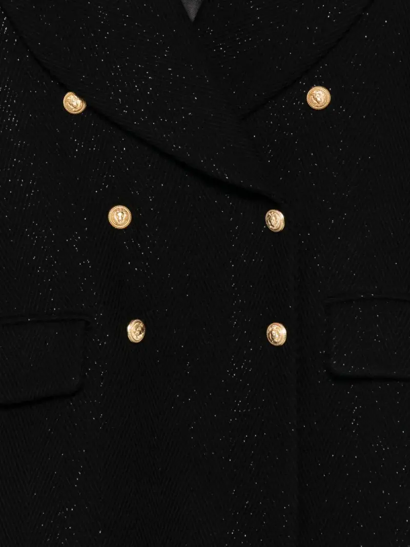 Cappotto Nero Doppiopetto con Glitter miniatura 2