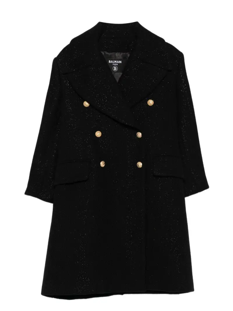 Cappotto Nero Doppiopetto con Glitter