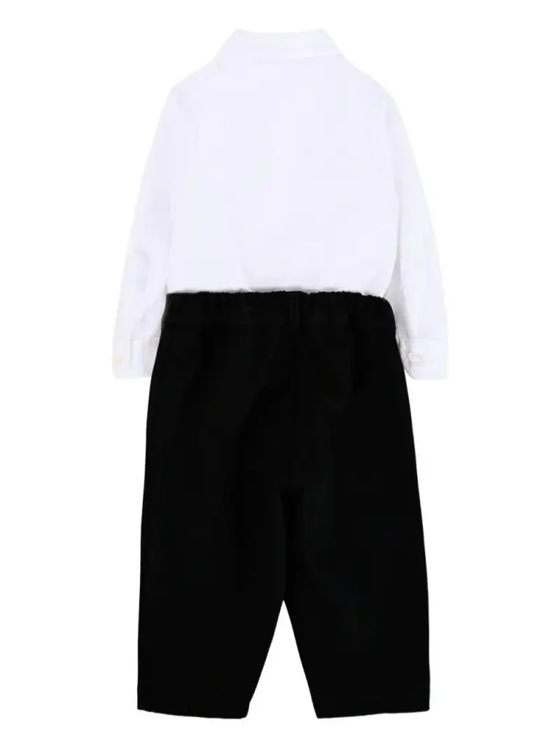 Completo Elegante per Neonato in Viscosa Elasticizzata Nero bianco miniatura 3