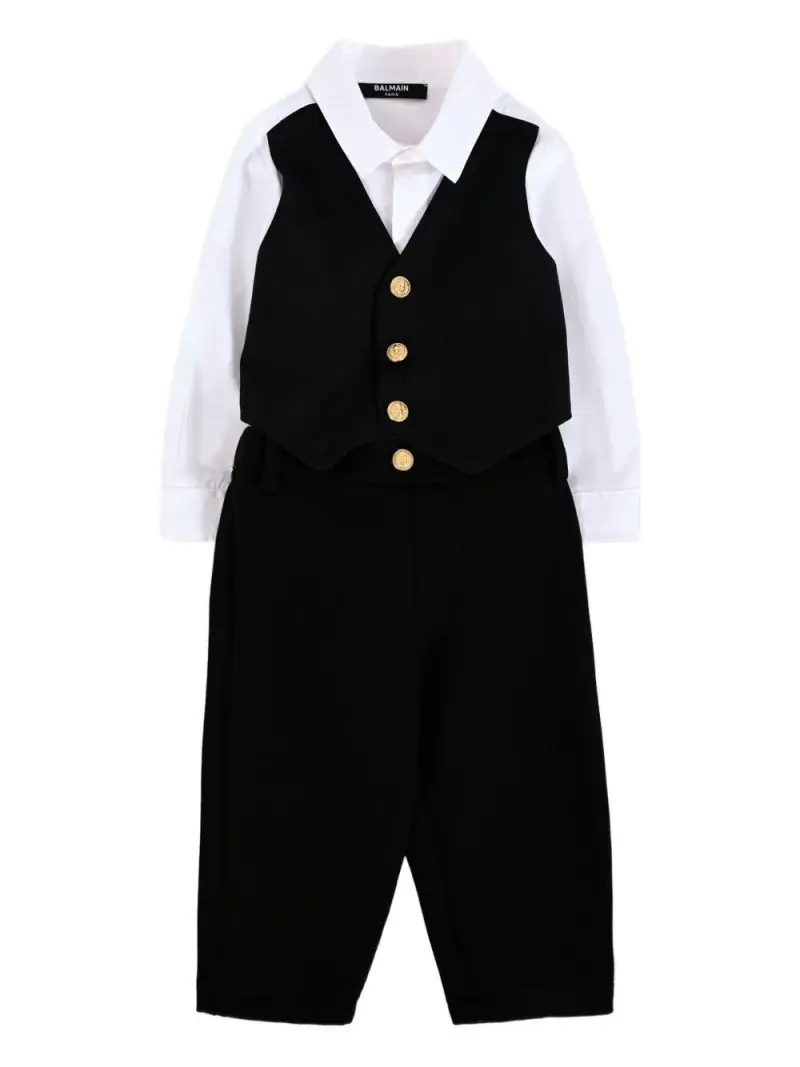 Completo Elegante per Neonato in Viscosa Elasticizzata Nero bianco