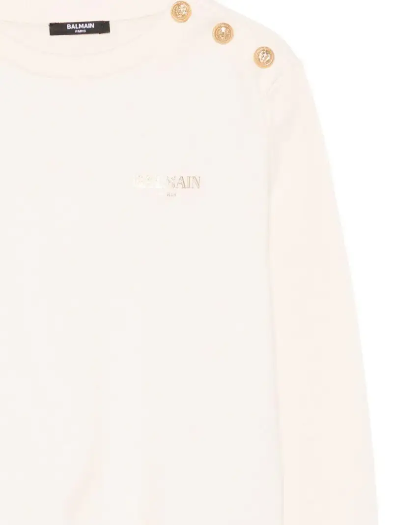 Felpa Beige con Bottoni e Logo Beige oro miniatura 2