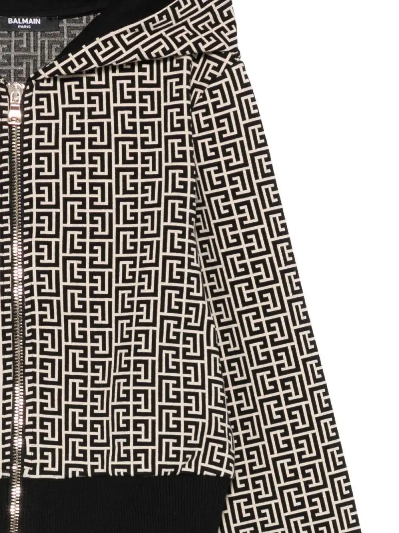 Felpa Beige e Nera a Zip con Cappuccio Beige nero miniatura 3