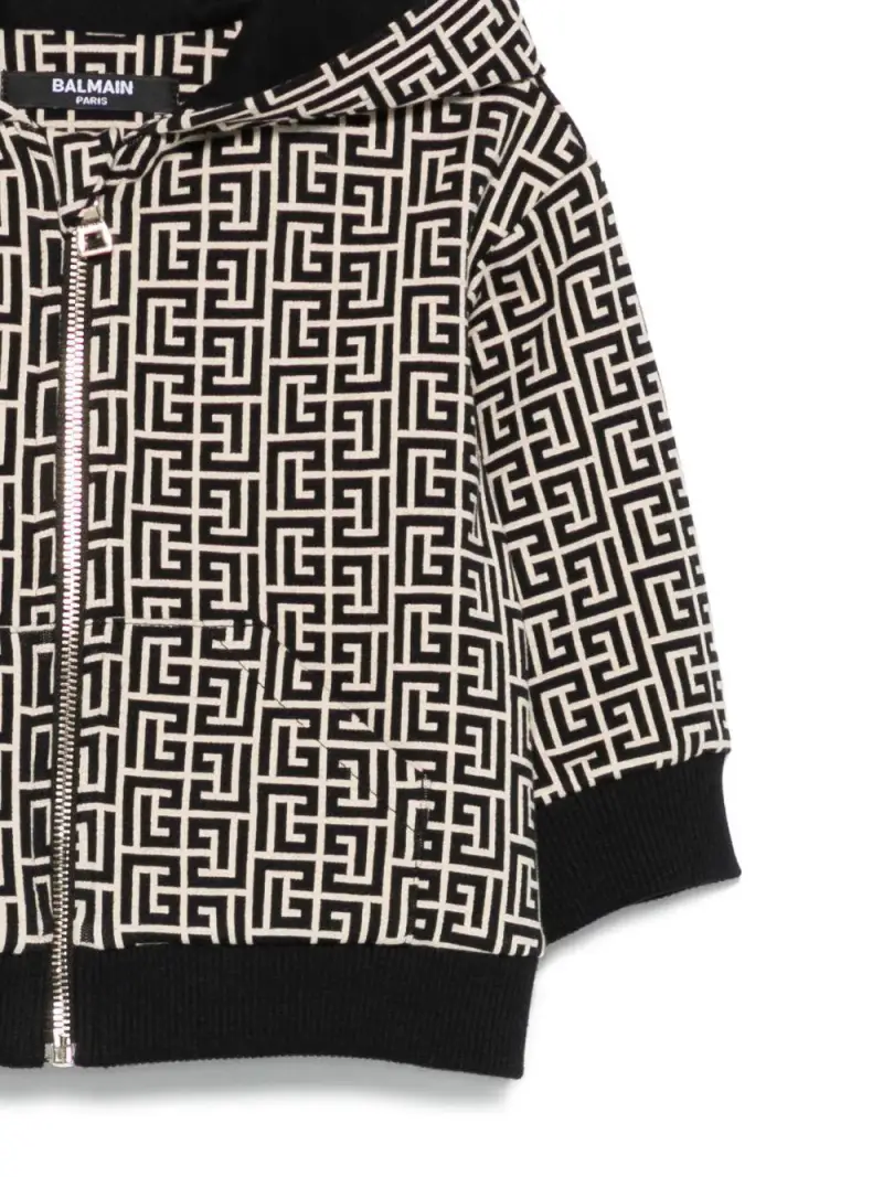 Felpa Beige e Nera con Cappuccio e Monogramma Beige nero miniatura 2