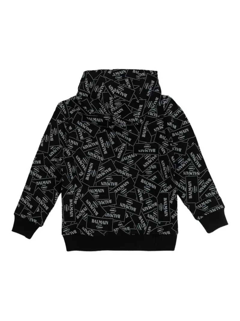 Felpa con Cappuccio e Logo Nero bianco miniatura 3