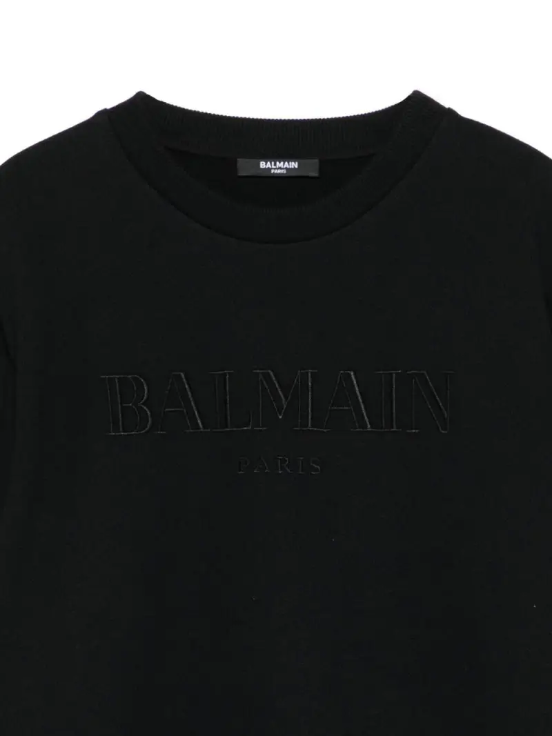 Felpa Nera con Logo Ricamato Nero miniatura 2