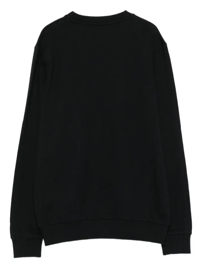 Felpa Nera con Logo Ricamato Nero miniatura 3