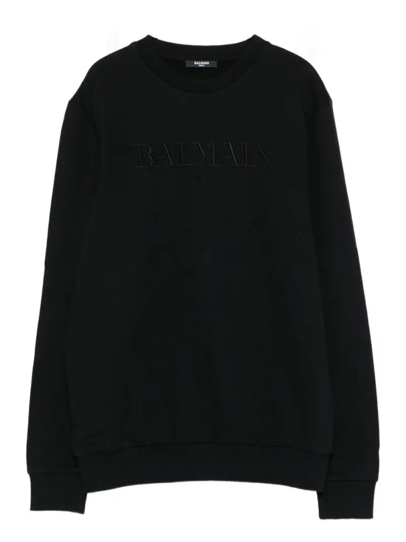 Felpa Nera con Logo Ricamato Nero