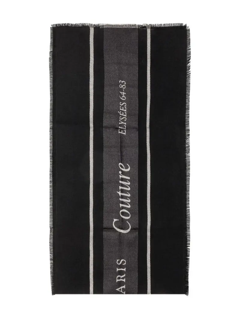 Foulard Nero con Logo e Bordi Siliacciati Nero avorio miniatura 2