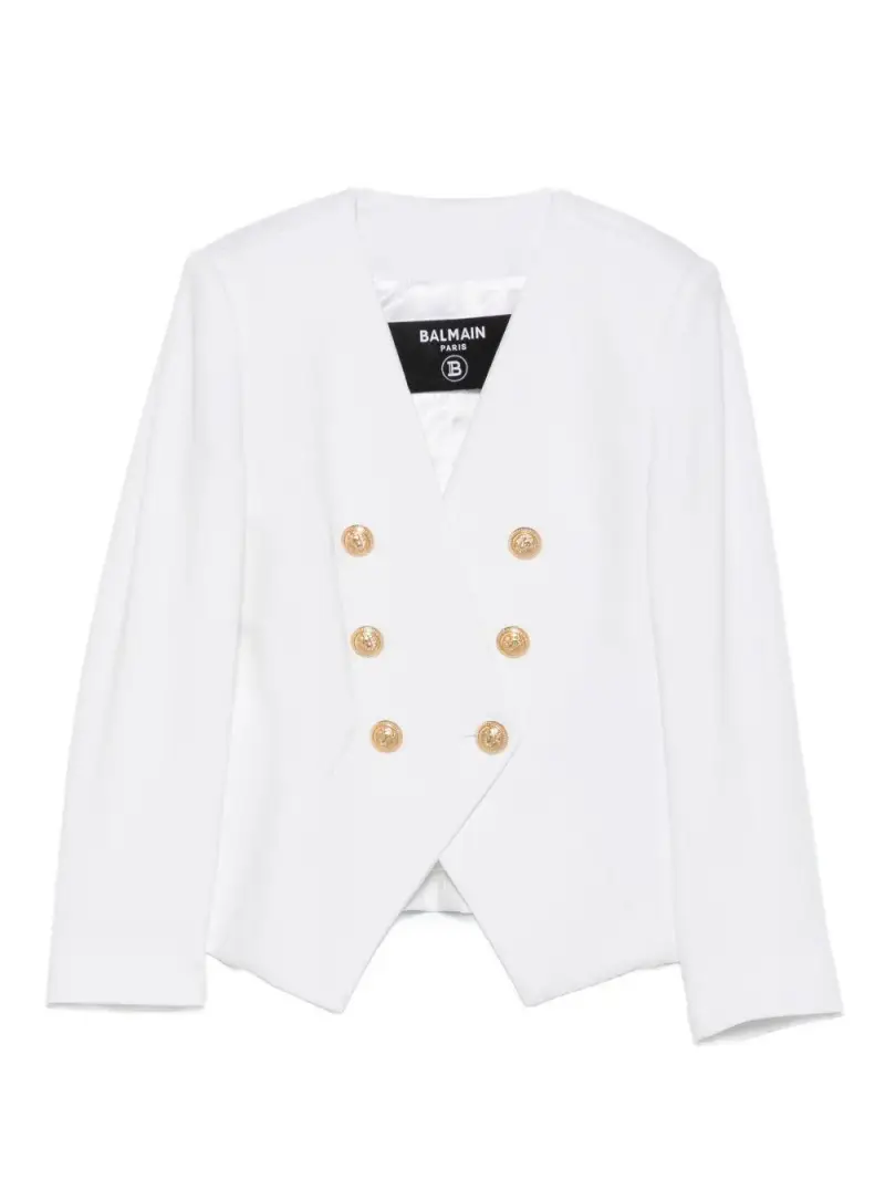 Giacca Bianca Doppiopetto con Bottoni Dorati Bianco
