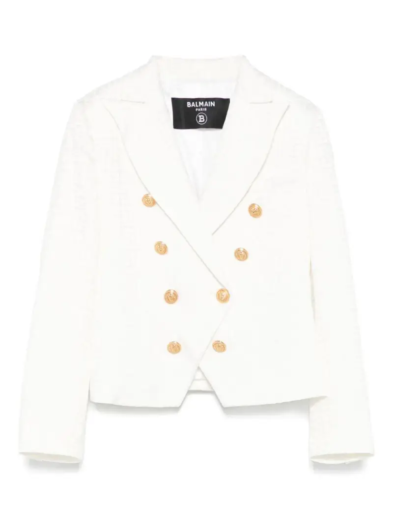 Giacca doppiopetto logo monogram all-over Avorio