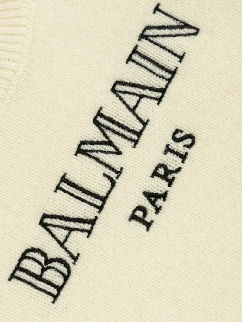 Maglione Beige con Logo Ricamato miniatura 3