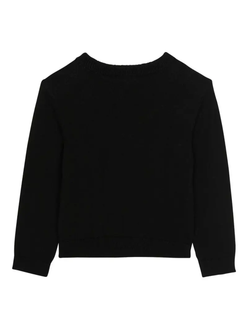 Maglione Girocollo Nero con Logo Nero bianco miniatura 3