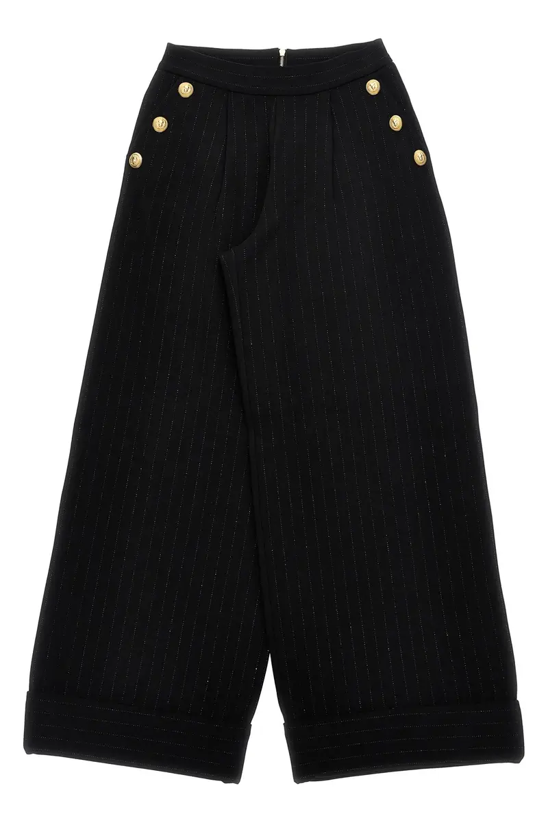 Pantalone Gessato Lurex Nero