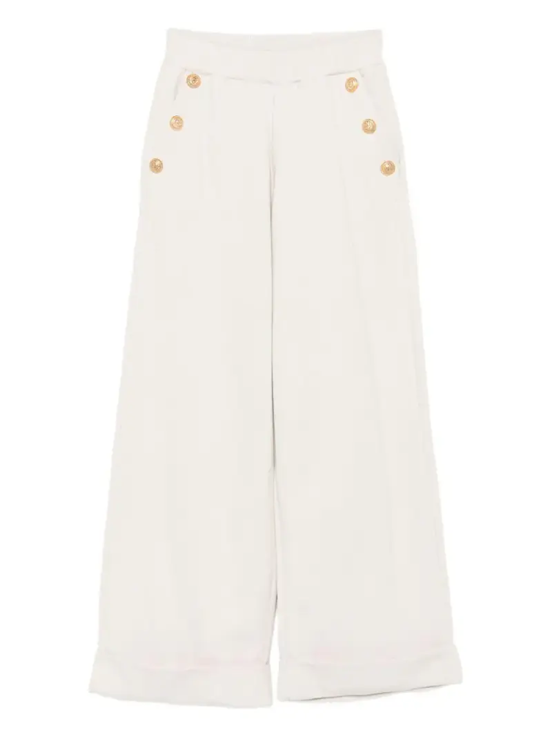 Pantaloni Bambina con Bottoni Oro Crema