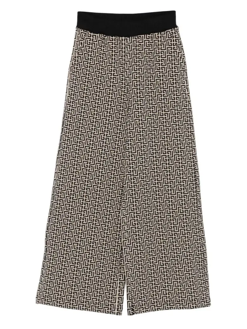 Pantaloni Beige e Neri con Monogramma Beige nero