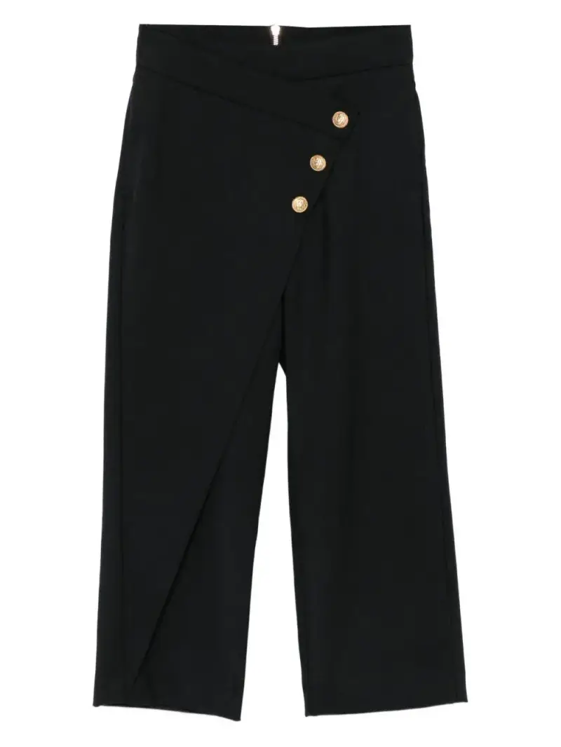 Pantaloni Neri a Portafoglio con Bottoni Nero oro