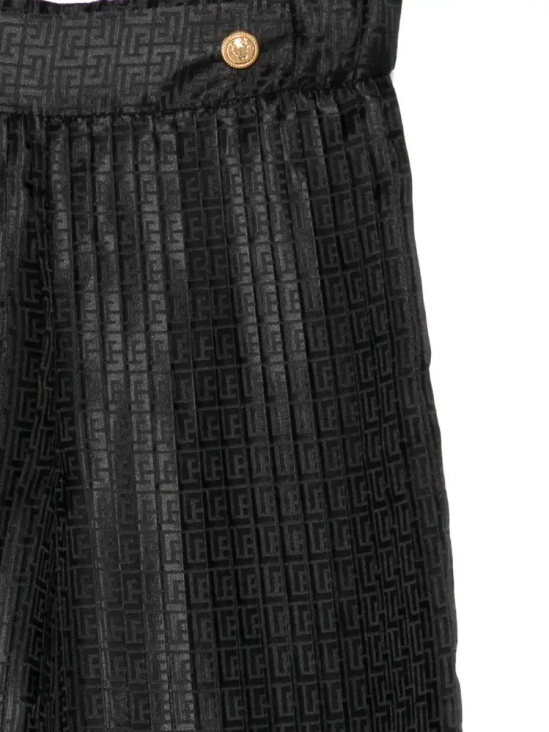 Pantaloni Neri Plissettati con Monogramma Nero miniatura 2