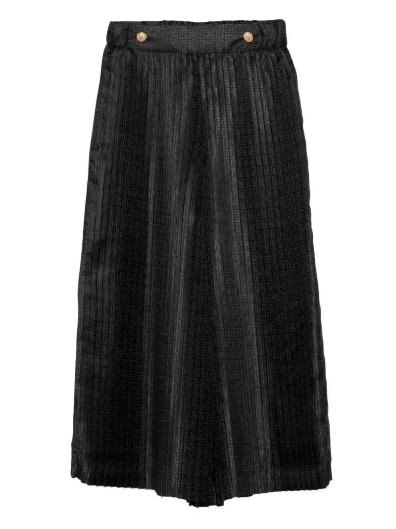 Pantaloni Neri Plissettati con Monogramma Nero