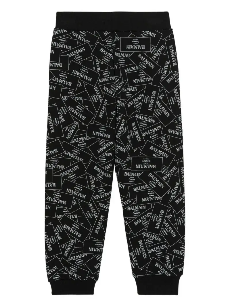 Pantaloni Sportivi Neri con Logo All-Over Nero bianco miniatura 3