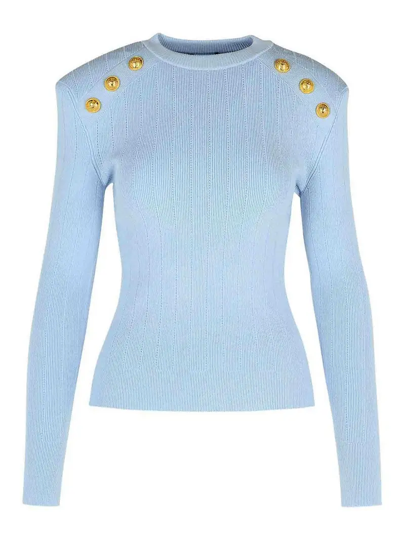 Maglione di miscela viscosa azzurro