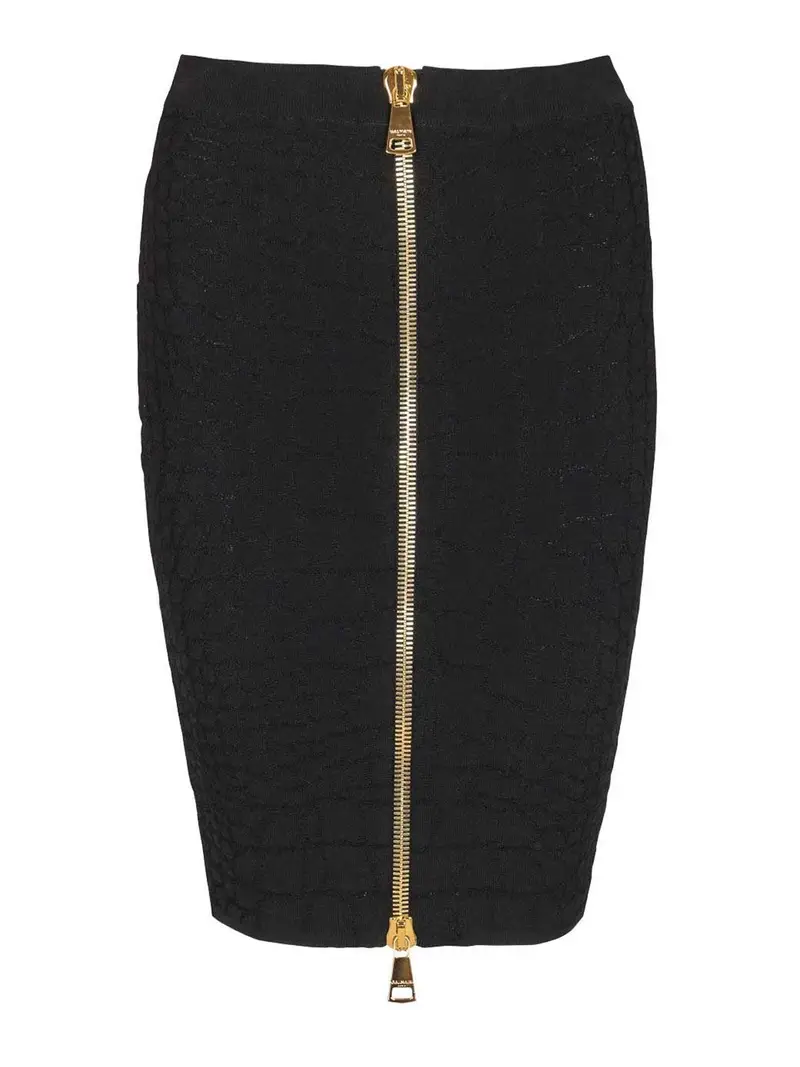 Minigonna Con Effetto Coccodrillo E Zip Nero