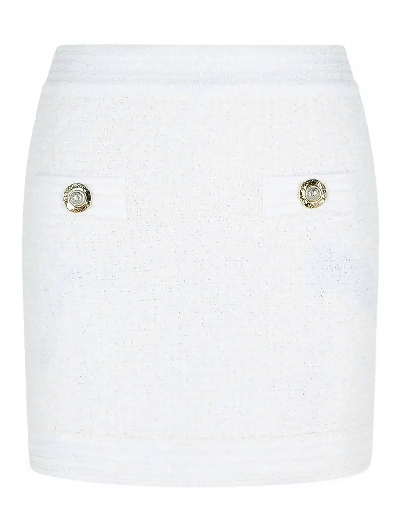 Minigonna della miscela di cotone bianco