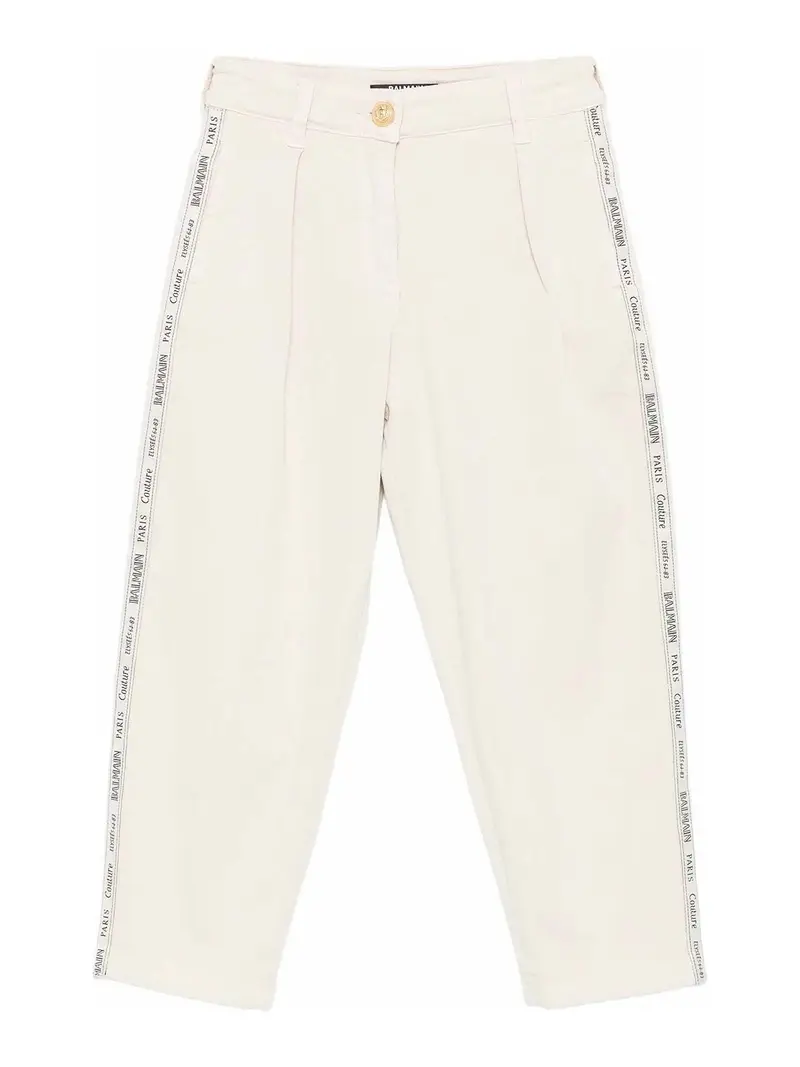 Pantaloni Con Logo Beige