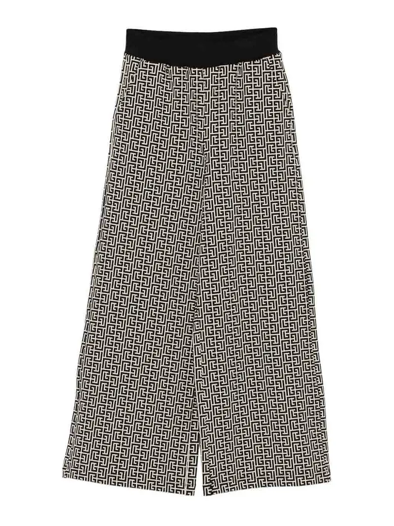 Pantaloni con monogramma neri e beige Grigio