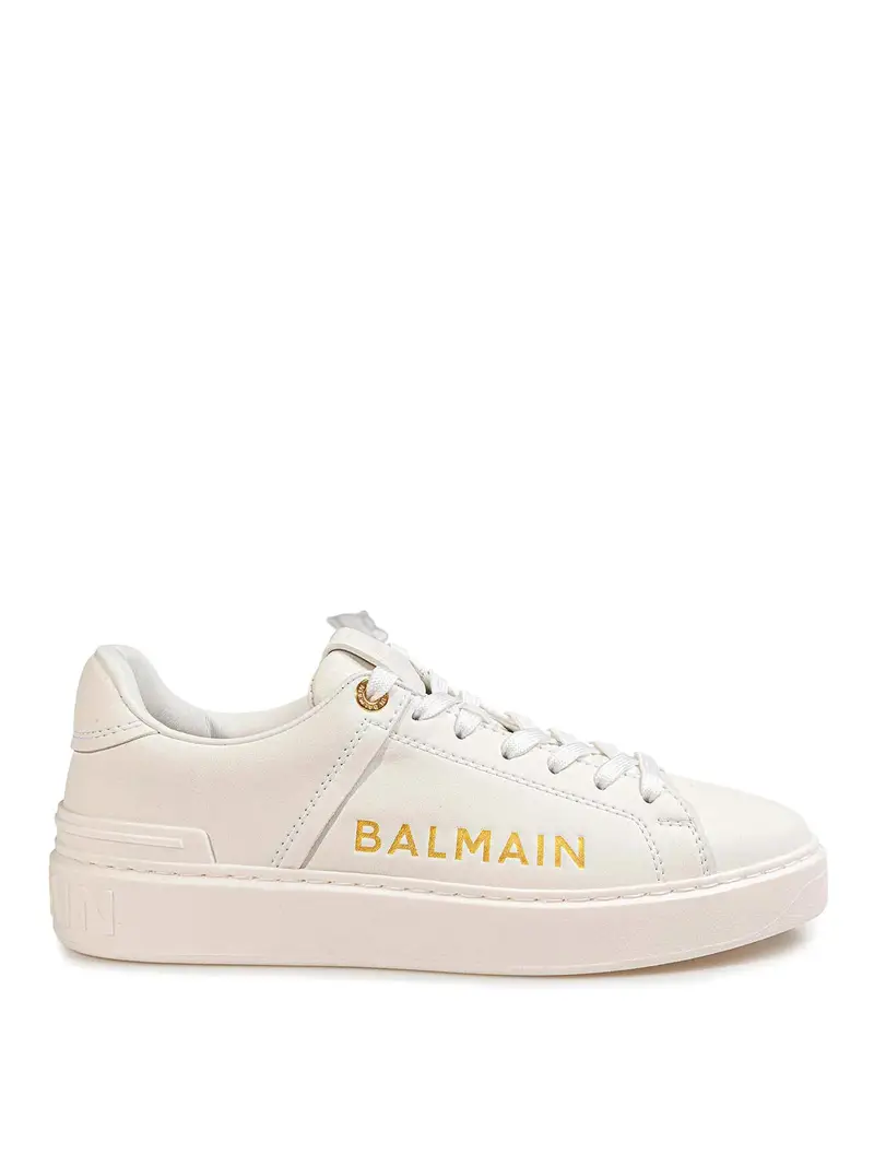 Balmain Sneakers B Court In Pelle Bianca Bianco